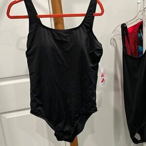 New w Tags Lands' End Black One-Piece Swimsuit size 16 & free used one size 16 L